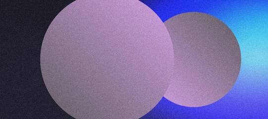 Abstract Poster Design Featuring Two Purple Gradient Spheres, Grainy Texture, and Geometric Elements