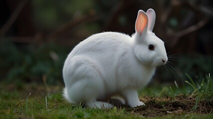 white rabbit on grass