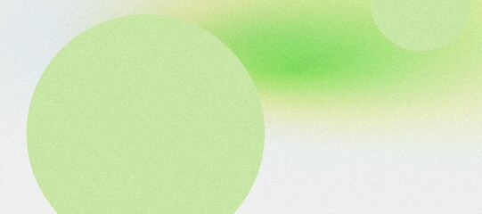 Grainy Banner with Abstract Gradient Spheres in Green Hues, Geometric Shapes, and Noise Texture Design