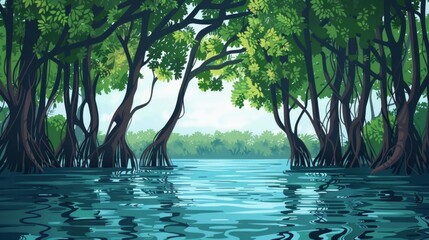 water mangrove forest coastal illustration plant landscape, sea ecology, wood tropical water mangrove forest coastal 