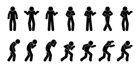 stick figure human icon, isolated human silhouette, people standing