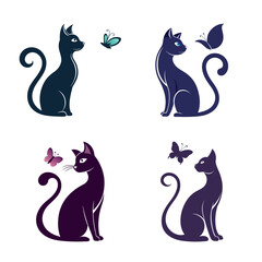 Cat play with butterfly