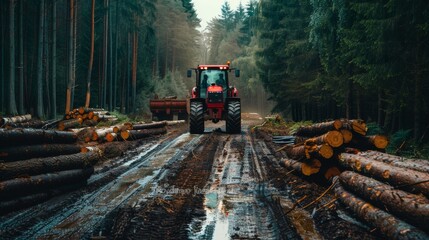 Forestry involves forest work, timber industry operations, timber harvesting, tree felling, use of forestry machinery, timber skidding, building forest roads, timber removal, using forest tractors, st