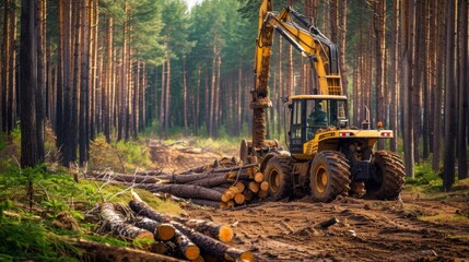 Forestry involves forest work, timber industry operations, timber harvesting, tree felling, use of forestry machinery, timber skidding, building forest roads, timber removal, using forest tractors, st