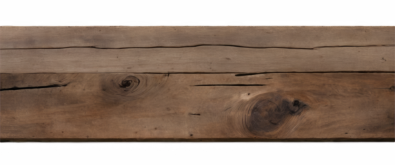 Natural Rustic Wooden Plank Isolated on Transparent Background