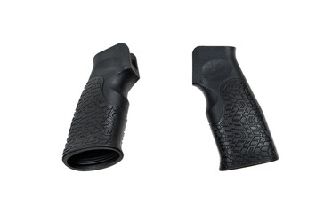 Pistol grip for carbine or rifle. Weapon tuning. Isolate on white back.