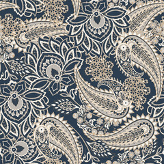 Paisley Floral oriental ethnic Pattern. Seamless Vector Ornament. Damask fabric patterns.