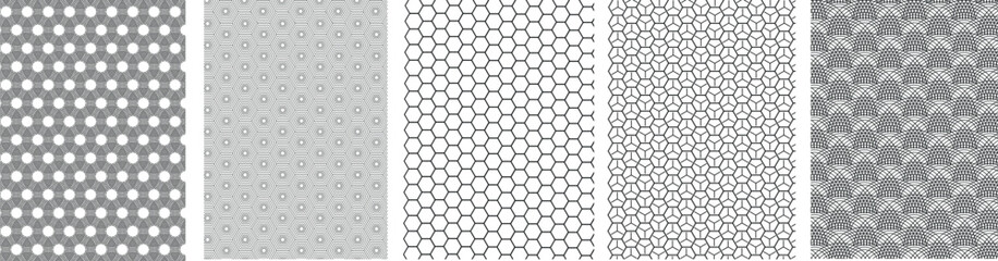 Seamless Geometric Abstract Vector Pattern Background, Unique Colorable Seamless Vector Pattern Set.