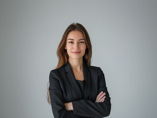 a girl lawyer on white background, space for text, layout, labour day