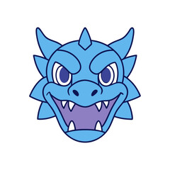 Aggressive Dragon Head    line art  vector