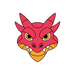 Aggressive Dragon Head    line art  vector