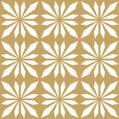 Abstract geometric pattern with stripes, lines. Seamless vector background. White and gold floral ornament. Modern reticulated graphic design.