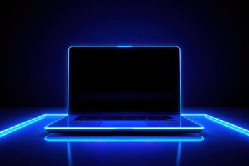 Computer laptop light illuminated.