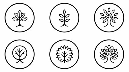 Versatile Abstract Tree Icons: Circular Logo Templates for Garden and Nature Themes