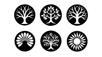 Creative Circle Tree Logo Templates: Abstract Design for Nature and Psychology