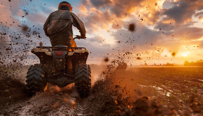 Man riding atv vehicle on offroad track