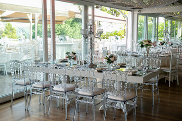 Modern Wedding Reception with Clear Chiavari Chairs