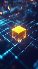 Virtual technology glowing yellow module