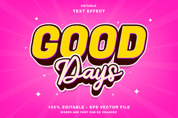 Good Days 3D Editable Text Effect Template Style Premium Vector