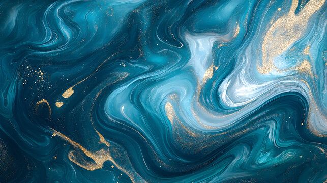 Blue pigment and gold powder fusion texture