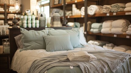 Picture a cozy bed and bath store, with luxurious linens and home fragrances.