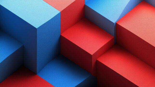 Soft and simple red and blue irregular abstract color blocks, creating a minimalist yet vibrant visual.
