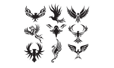 Phoenix Vector bundle, Clipart, Silhouette, Vector, icons, illustration, design.