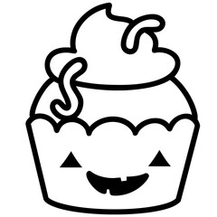Cupcake halloween doodle outline cartoon illustration hand drawing