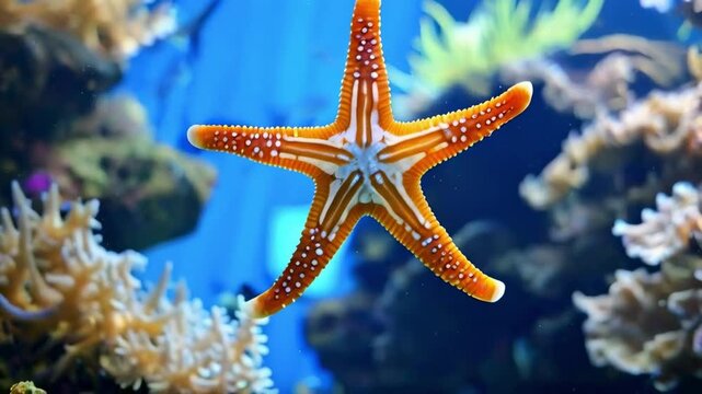 Star fish swimming in the aquarium