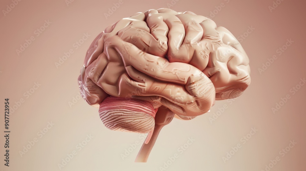 Canvas Prints a brain is shown in a close up, with a pinkish hue