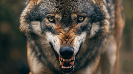 Fototapeta premium Close up of angry and scary wolf face