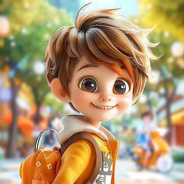 Best-selling 3D cartoon image with bright and eye-catching colors featuring a character with captivating eyes and a charming smile cheerful and youthful mood DSLR settings medium aperture 