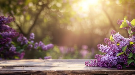 Serene Garden Podium with Spring Background Under Morning Light. AI generated illustration