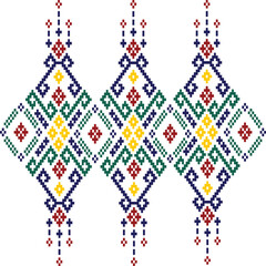 Pixel Abstract Ethnic art. Seamless pattern in tribal, folk embroidery, and Mexican style. Aztec geometric art ornament print. Design for carpet, cover wallpaper, wrapping. fabric, clothing