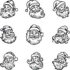Santa Claus Faces Perfect for Christmas Art 