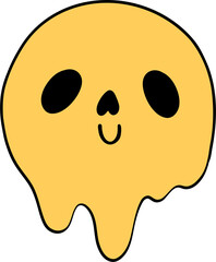 Groovy Retro Halloween smile face icon Cartoon Character Doodle