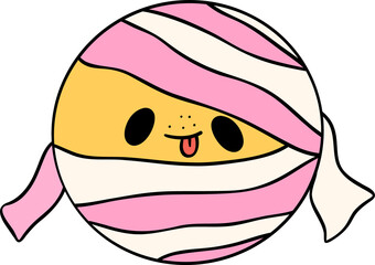 Groovy Retro Halloween smile face icon Cartoon Character Doodle