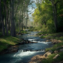 Obraz premium stream in the forest