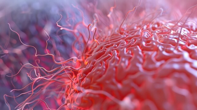 A close up of a red blob with red hair