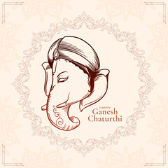 Happy Ganesh Chaturthi traditional Indian festival card design