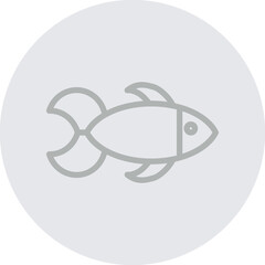 fish Vector Line Grey Circle Grey