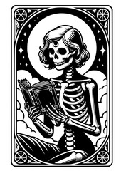 Book reading SVG, Fantasy Book SVG, Love Reading SVG, Book Lover SVG, Tarot Card Style, Skeleton Reading SVG, Skeleton Girl SVG, Stack of books SVG, Book Design, Book Silhouette, Clipart JPG, PNG