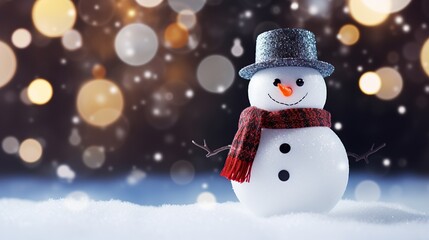 Smiling Snowman in a Winter Wonderland