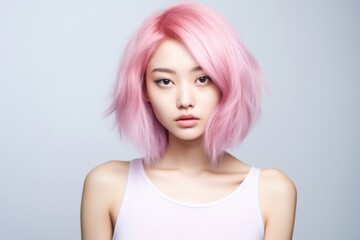 Fototapeta premium Adult pink hair individuality.