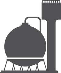Chemical plant black icon. Refinery container silhouette