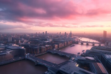 Obraz premium Aerial view on Blackfriars bridge and city of London