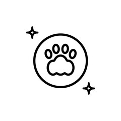 Animal paw print. Dog or cat paw line icon. Pet footprint sign. Dog track icon. Simple vector illustration isolated on white.