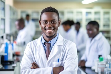 Smiling black people student laboratory scientist adult.
