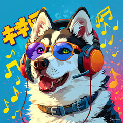 Siberian Husky "Happiness" in Japanese