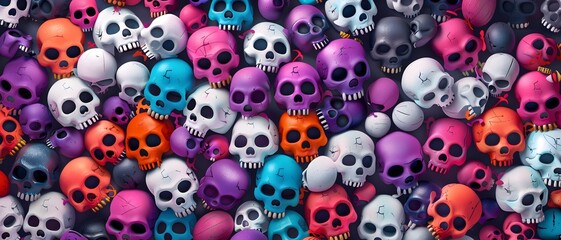 Fototapeta premium Colorful Skulls Halloween Background 